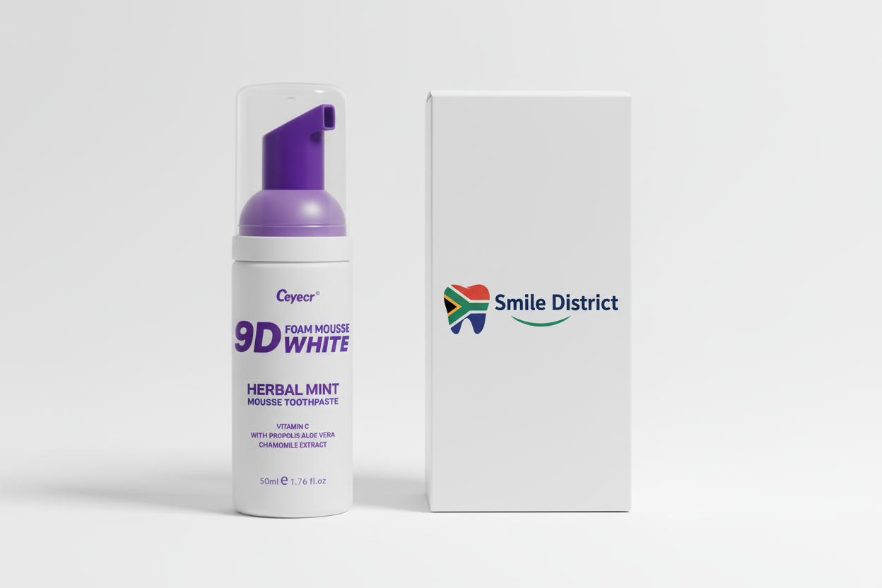 9D Foam Mousse Toothpaste with Smile District box