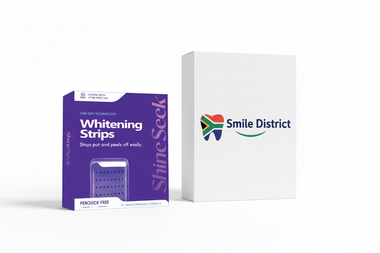 Whitening Strips with clearly larger Smile District box